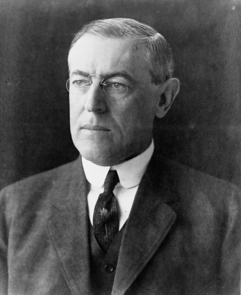 A black and white image of Woodrow Wilson from the Library of Congress.