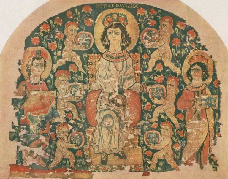 Featured in this image is a gorgeous old piece of art, on show at the museum at Dumbarton Oaks.