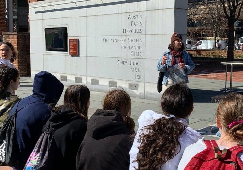 One of the best tours in Philadelphia is one of the lesser-known ones, pictured here with a group of women on a tour, focused on traditionally forgotten women in the city of Philadelphia who had a big impact on Philly's history.